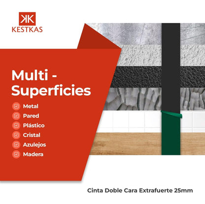 Cinta doble cara extrafuerte 50mm x 10m | Multiusos KESTKAS