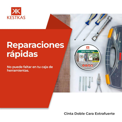 Cinta doble cara extrafuerte 50mm x 10m | Multiusos KESTKAS