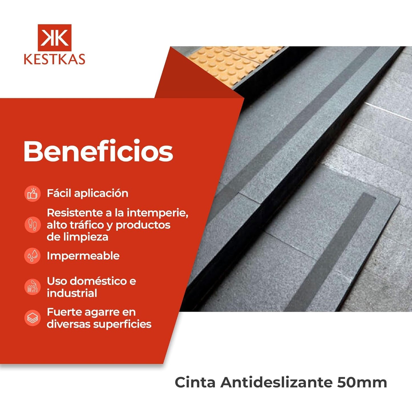 Cinta antideslizante profesional 50mm x 10m KESTKAS