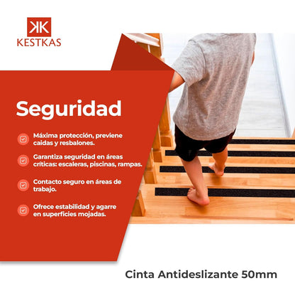 Cinta antideslizante profesional 50mm x 10m KESTKAS