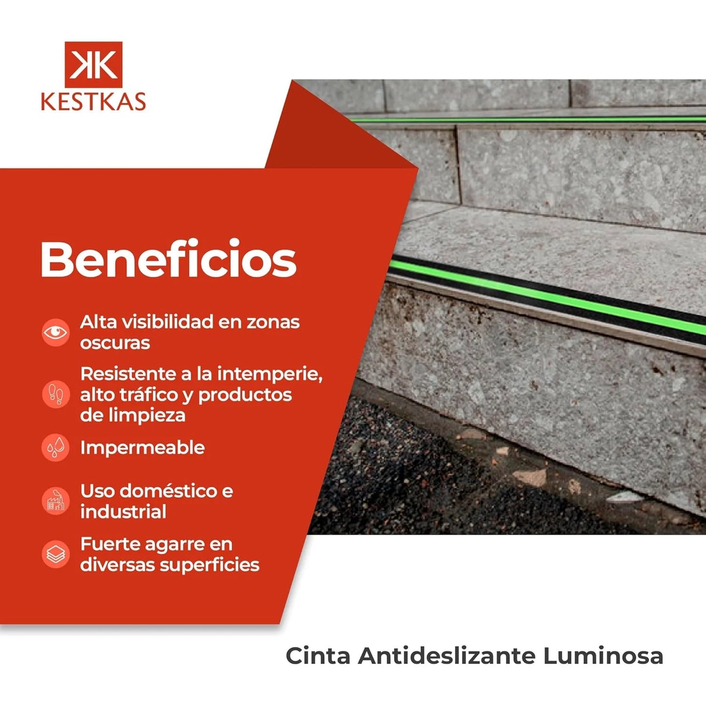 Cinta antideslizante con fotoluminiscente beneficios