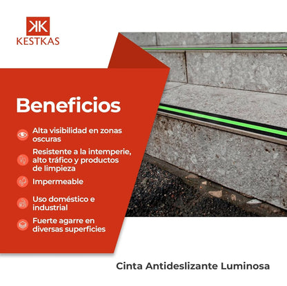 Cinta antideslizante con fotoluminiscente beneficios