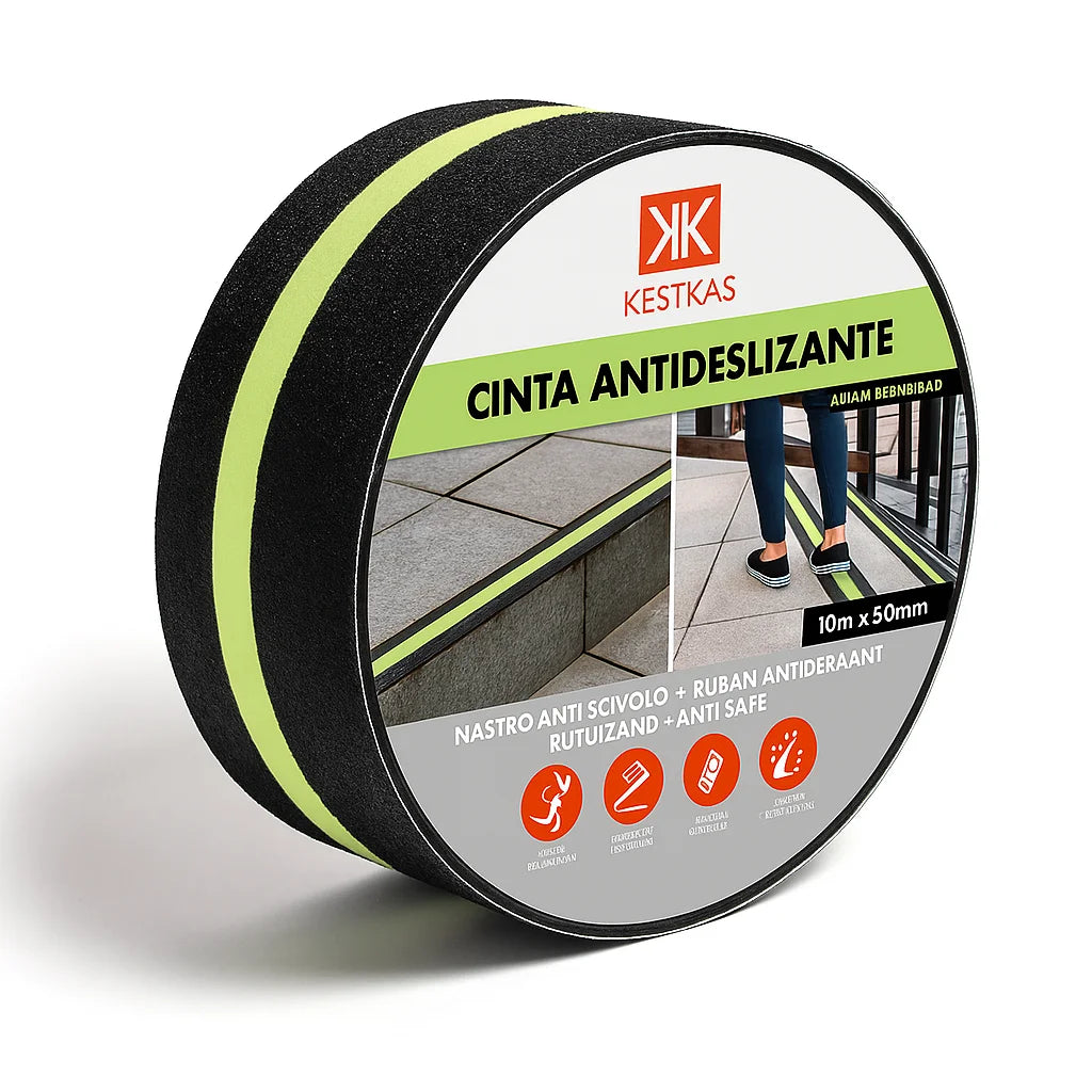 Cinta antideslizante fotoluminiscente 50mm x 10m que brilla en la oscuridad KESTKAS