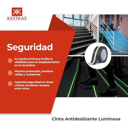 Cinta antideslizante con fotolulminiscente seguridad
