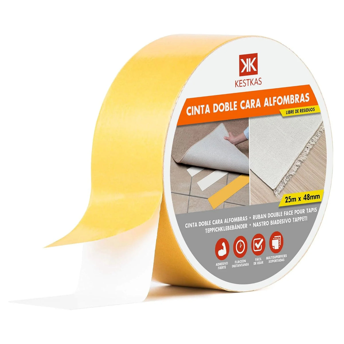 Cinta doble cara para alfombras 48mm x 25m KESTKAS