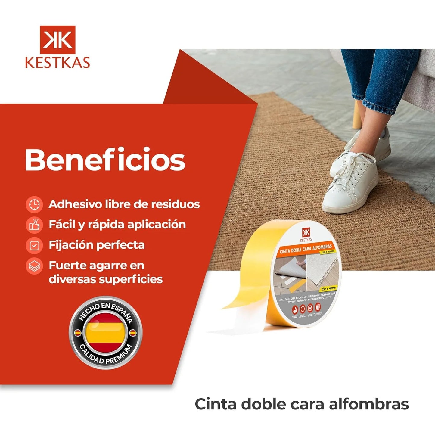 Cinta doble cara alfombras beneficios
