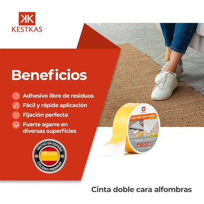 Cinta doble cara alfombras beneficios