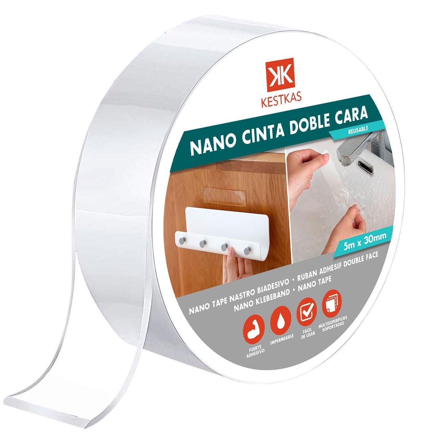 Cinta Doble Cara Nano Tape reutilizable | 30mm x 5m