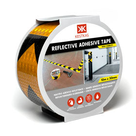 Cinta adhesiva reflectante 50mm x 10m negro amarillo KESTKAS