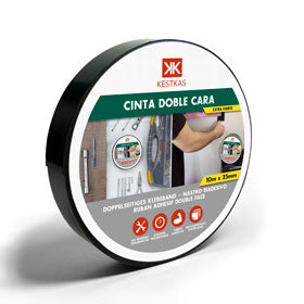 Cinta doble cara espuma 25 mm x 10 m extrafuerte KESTKAS