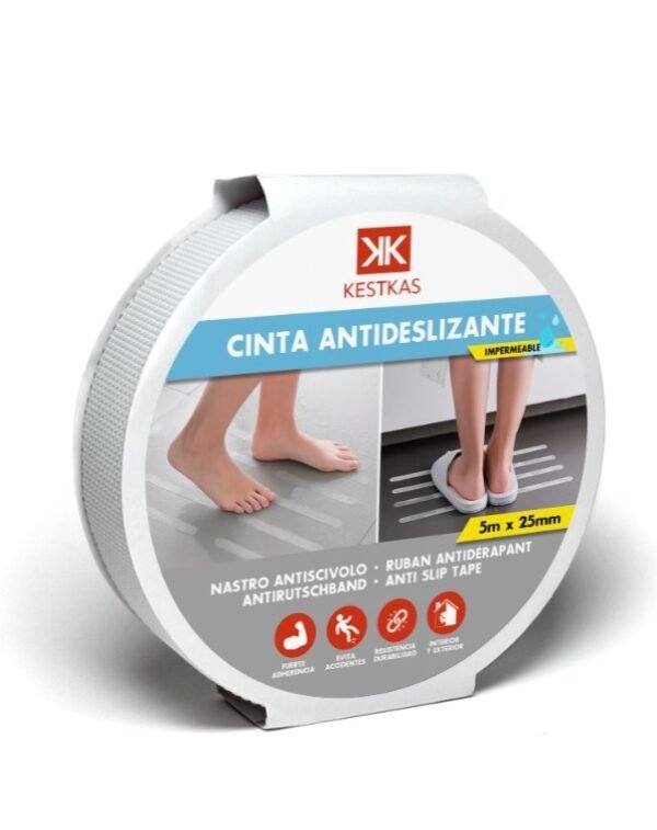 Cinta antideslizante baños transparente 5m x 25mm