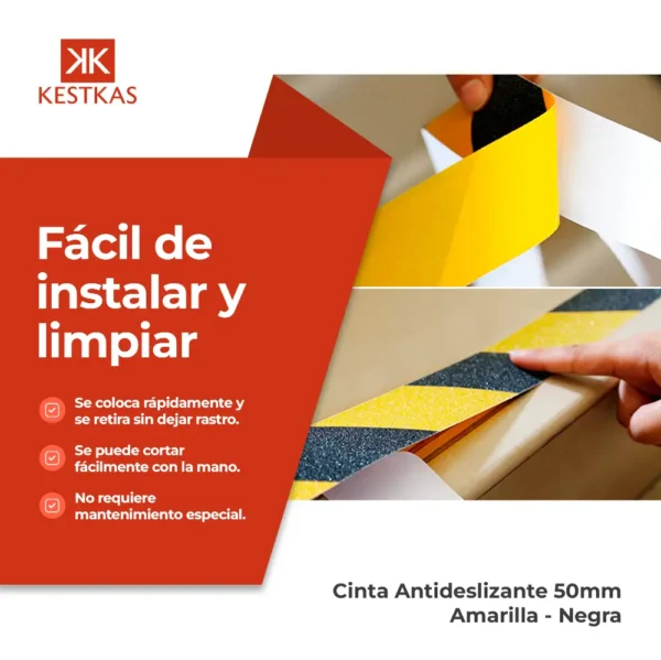 Cinta antideslizante 50mm x 10m - amarillo / negro - Imagen 5