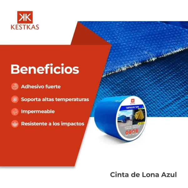 Cinta de reparación lona azul 5m x 80mm - Imagen 3