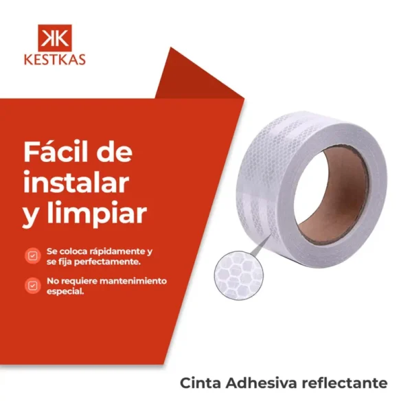Cinta Adhesiva Reflectante Blanca 50mm x 10 m - Imagen 3