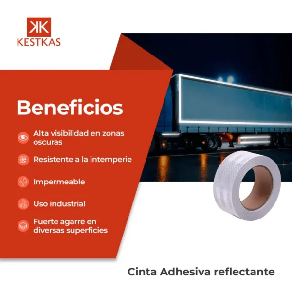 Cinta Adhesiva Reflectante Blanca 50mm x 10 m - Imagen 4