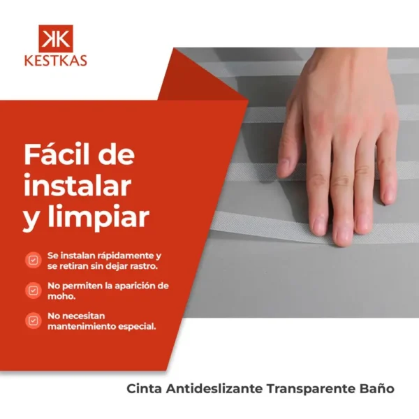 Cinta antideslizante baños transparente 5m x 25mm - Imagen 3